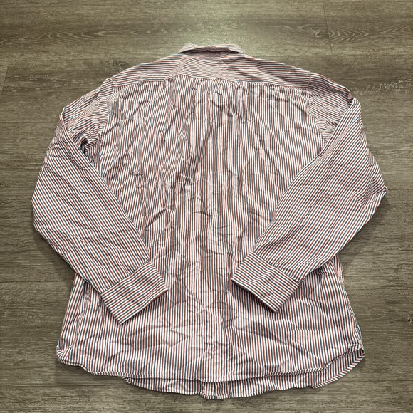 J Crew Shirt Mens Large Blue Red Stripe Cotton Classic Long Sleeve Preppy Casual - Picture 4 of 8